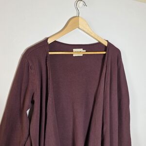 Pact Organic Open-Front Maroon Women's Cardigan Sweater Cotton/linen blend Small
